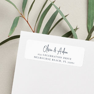 Navy   Modern Handwritten Script Return Address