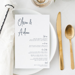 Navy   Modern Handwritten Script Wedding Menu