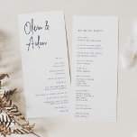 Navy | Modern Handwritten Script Wedding Program<br><div class="desc">Designed to match our Modern Handwritten Script wedding invitations. A beautiful typography based design with a minimalist feel,  featuring modern navy blue handwritten script and classic serif lettering. Personalize with your ceremony details,  and customize the back with your wedding party.</div>