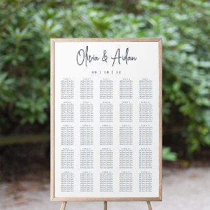 Navy   Modern Handwritten XL Wedding Seating Chart