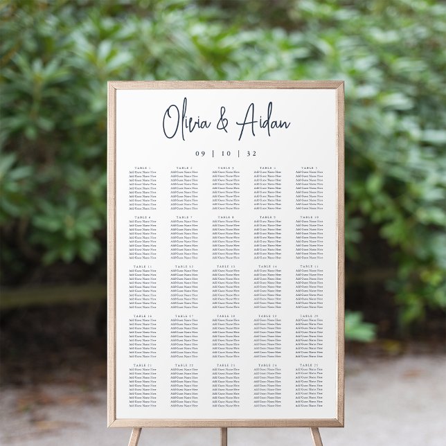 Navy | Modern Handwritten XL Wedding Seating Chart (Creator Uploaded)