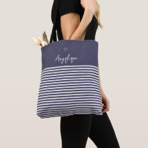 Navy Modern Heart and Stripes Monongram