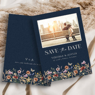 Navy Modern Photo Boho Save The Date