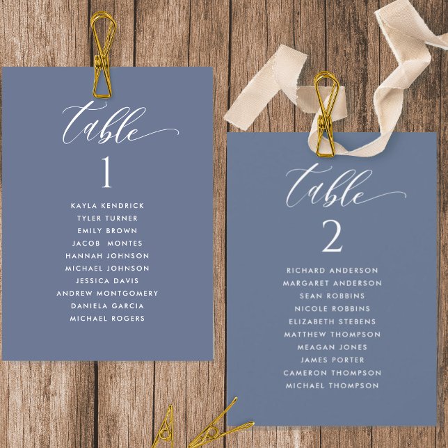 Navy Modern Seating Plan Cards with Guest Names (Creator Uploaded)