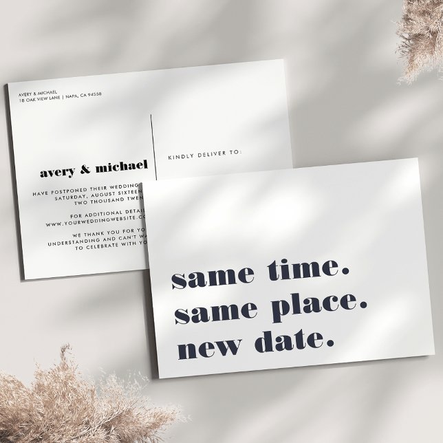 Navy | Modern Wedding Postponement Announcement (Creator Uploaded)