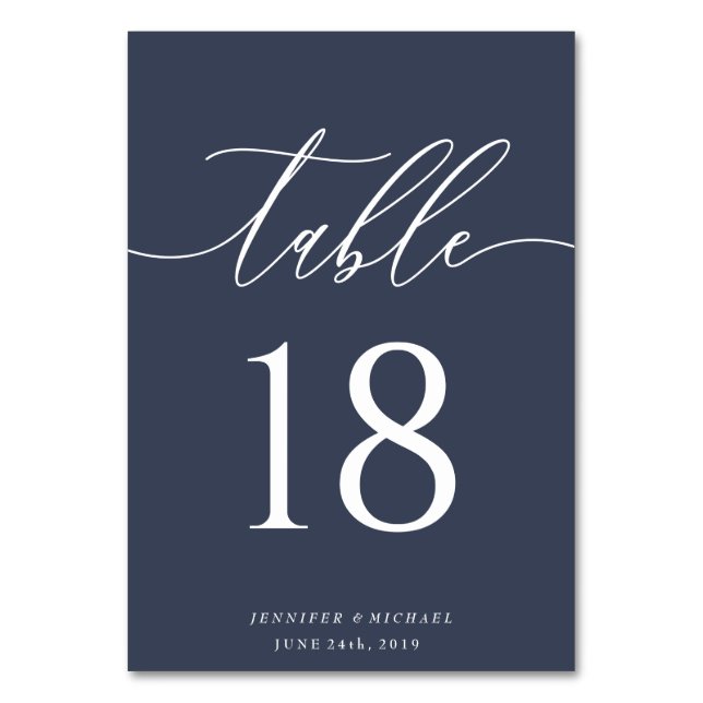 Navy Modernist Seat Place Table Number (Front)