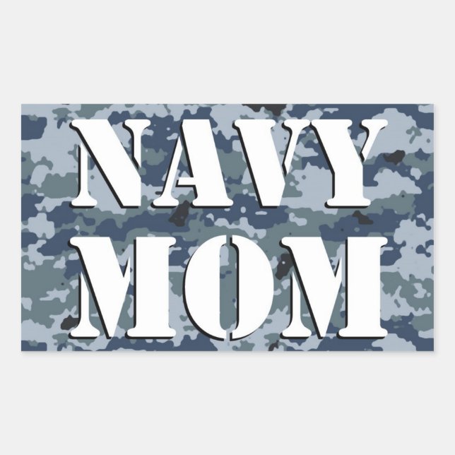 Navy Mom Camouflage Rectangle Sticker (Front)