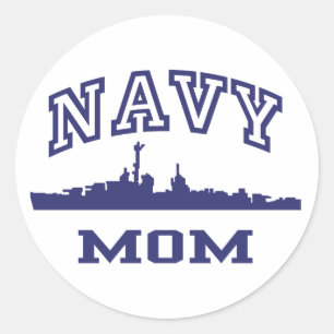 Navy Mom Classic Round Sticker