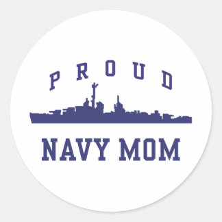 Navy Mom Classic Round Sticker
