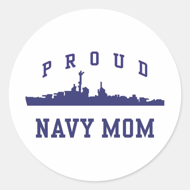 Navy Mom Classic Round Sticker (Front)