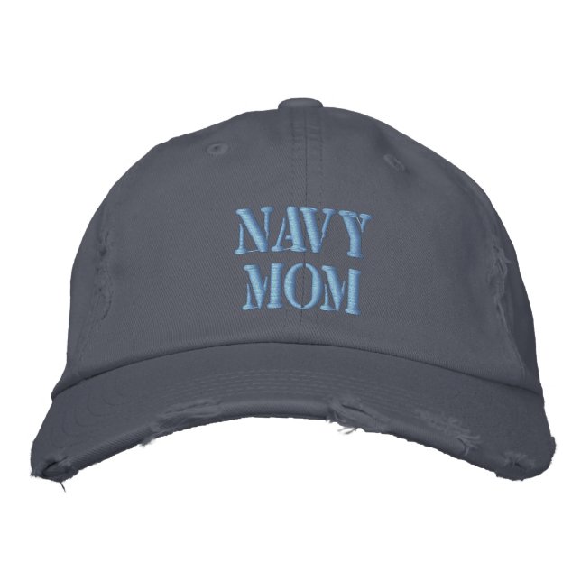 NAVY MOM Embroidered Hat (Front)