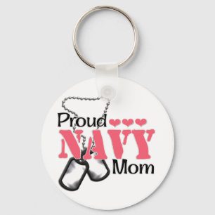 Navy Mom Hearts Keychain