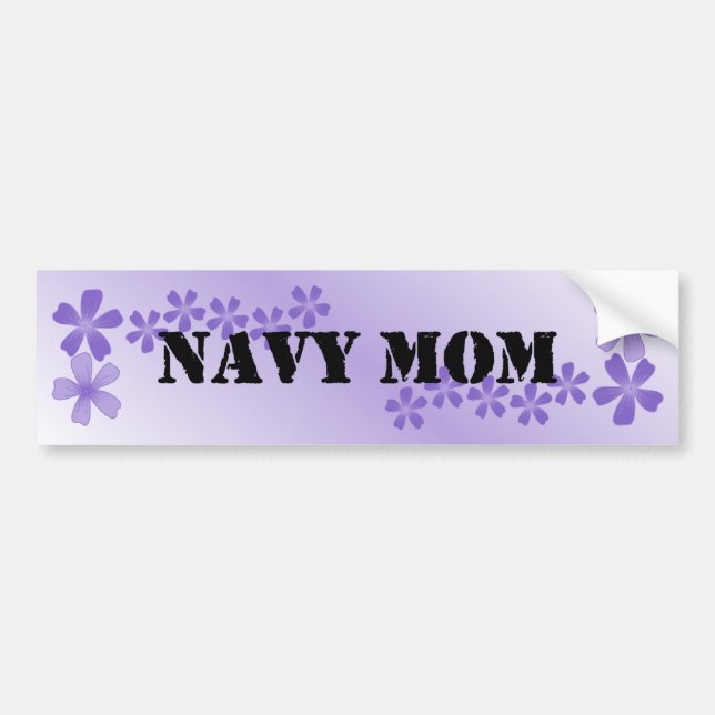 Navy Mom Lilac Bumper Sticker (Front)