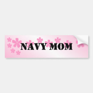 Navy Mom Pale Pink Bumper Sticker