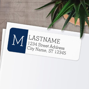 Navy Monogram and Custom Name - Return Address