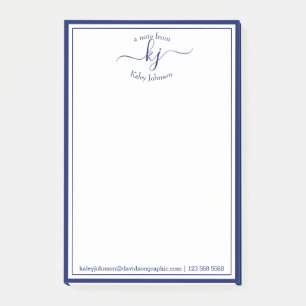 Navy Monogram Script From The Desk Of Post-it Note