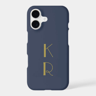 Navy Monogramme Or Initiales Rétro Minimalistes Ho