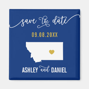 Navy Montana Wedding Save the Date Map Magnet