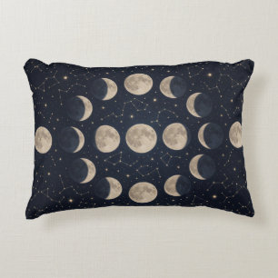 🌙 Navy Moon Phases Celestial Night Style 🌙 Accent Pillow