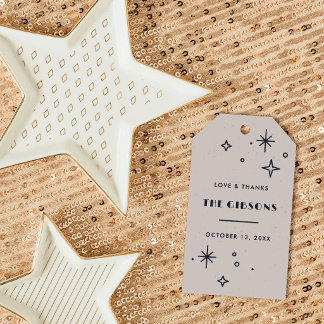 Navy Moon & Stars Celestial Wedding Favour  Gift Tags