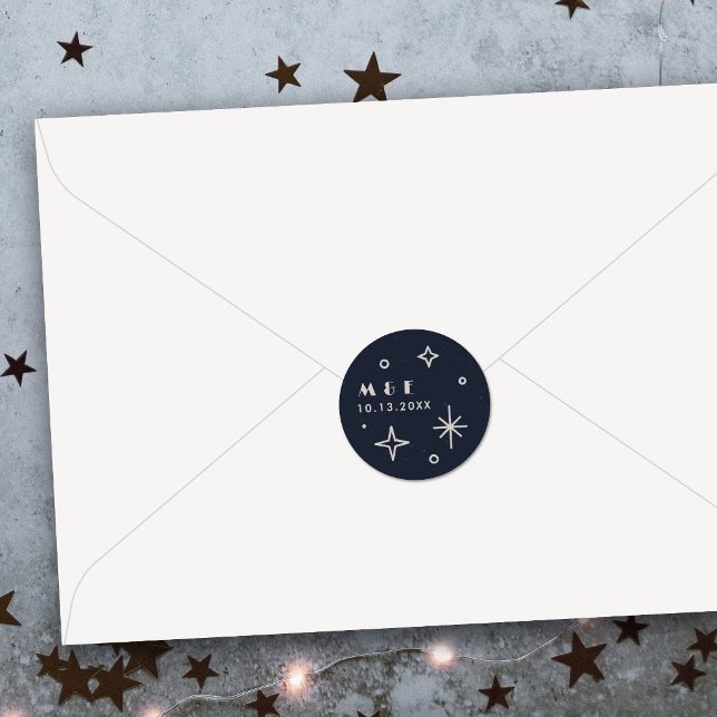 Navy Moon & Stars Celestial Wedding Sticker (Creator Uploaded)