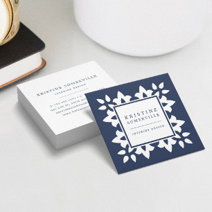 Navy Moroccan Geometric Square Business Card