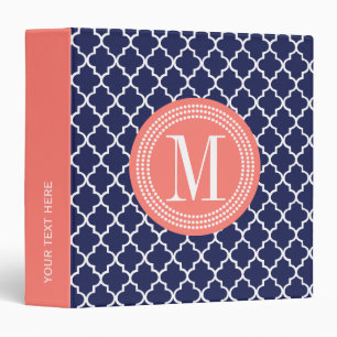 Navy Moroccan Tiles Lattice Personalized Binder