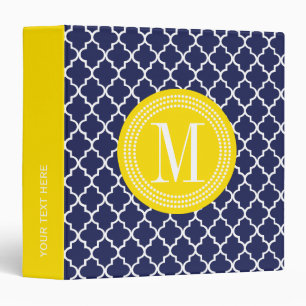 Navy Moroccan Tiles Lattice Personalized Binder