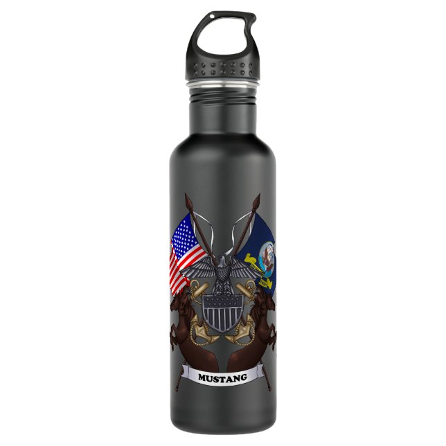 Navy Mustang 710 Ml Water Bottle (Front)