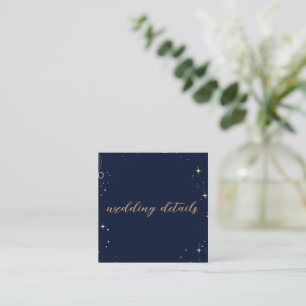 Navy Mystical Celestial Sun Moon QR Code Wedding  Enclosure Card