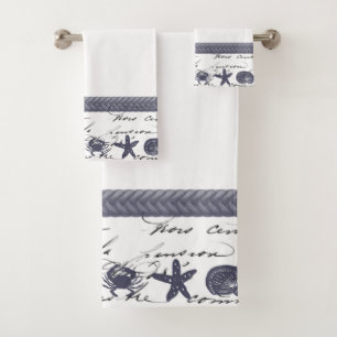 Navy Nautical Bath Towel Set