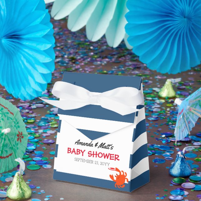Navy Nautical Crab Baby Shower Favor Box (Party)