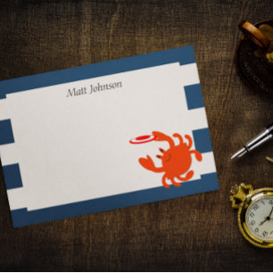 Navy Nautical Frisbee Crab Small Personalized Post-it Notes