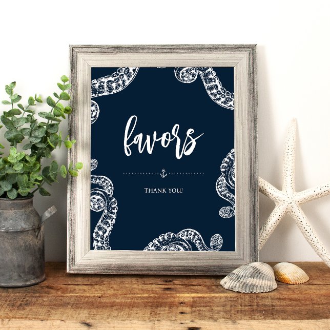 Navy Nautical Octopus Party Favor Wedding Sign (Creator Uploaded)