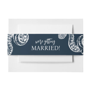 Navy Nautical Octopus Wedding Invitation Belly Band