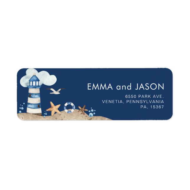 Navy Nautical Return Address Label (Front)