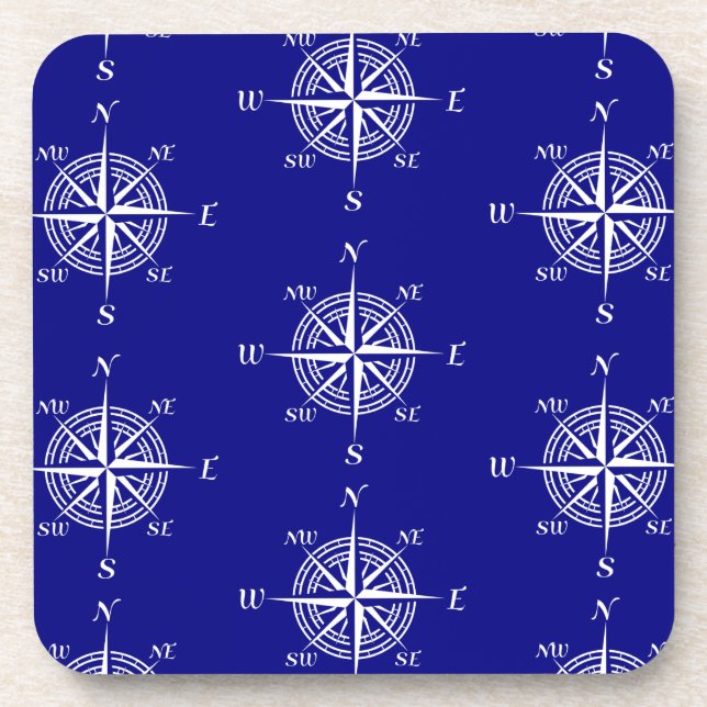 Navy Nautical Sailing Compass Coaster (Front)
