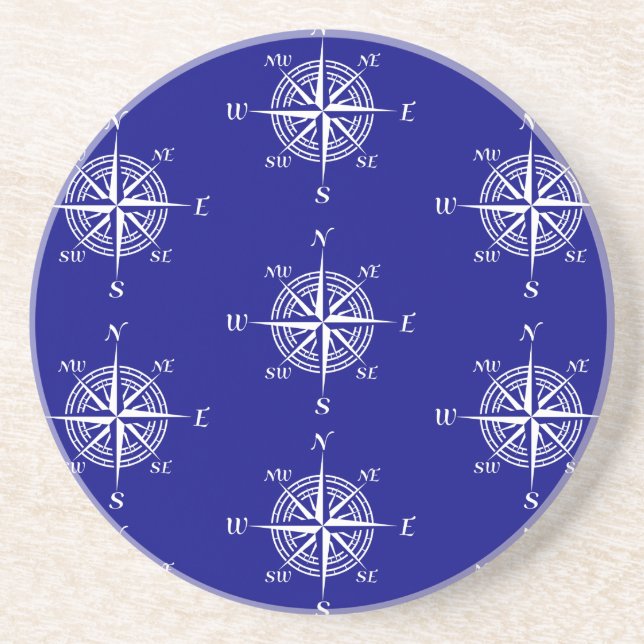 Navy Nautical Sailing Compass Coaster (Front)