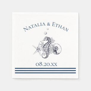 Navy Nautical Seaside Personalized Napkin