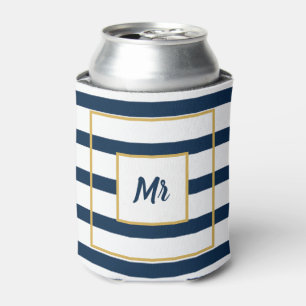 Navy Nautical Stripes Mr Can Cooler