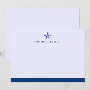 Navy Nautical Themed Starfish Correspondence Card