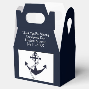 Navy Nautical Wedding Anchor Modern Favour Boxes