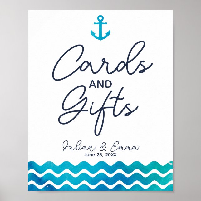 Navy Nautical wedding cards & Gift print (Front)