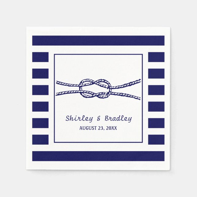 Navy Nautical Wedding Personalized Napkin (Front)
