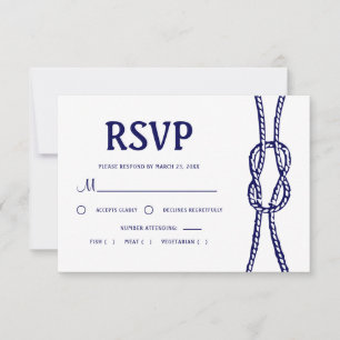 Navy Nautical Wedding RSVP Card