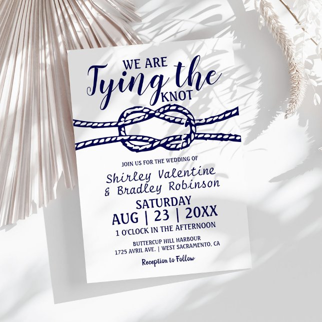 Navy Nautical Wedding | We are Tying the Knot Invitation (Creator Uploaded)