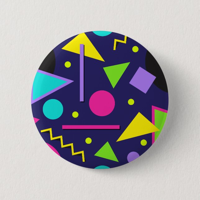 Navy Neon Abstract 2 Inch Round Button (Front)