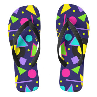 Navy Neon Abstract Flip Flops
