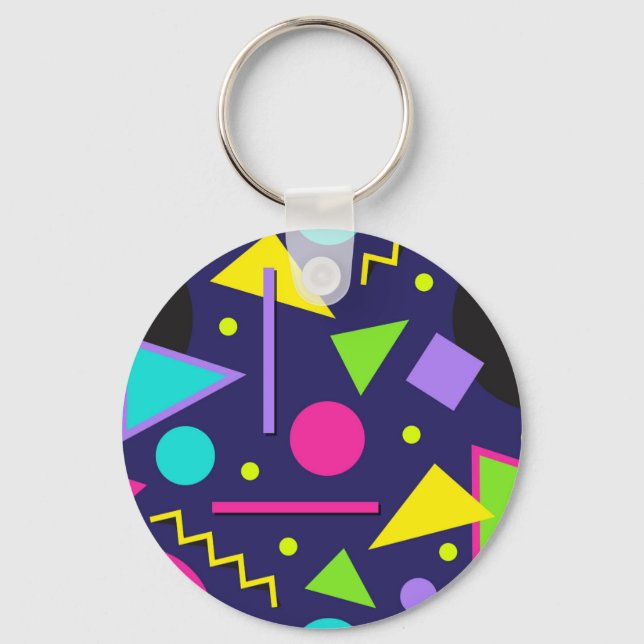 Navy Neon Abstract Keychain (Front)