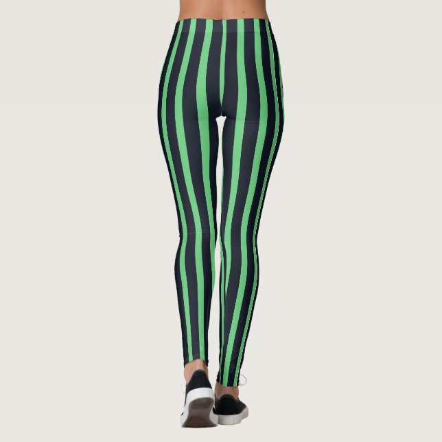 navy & neon green stripes leggings (Back)